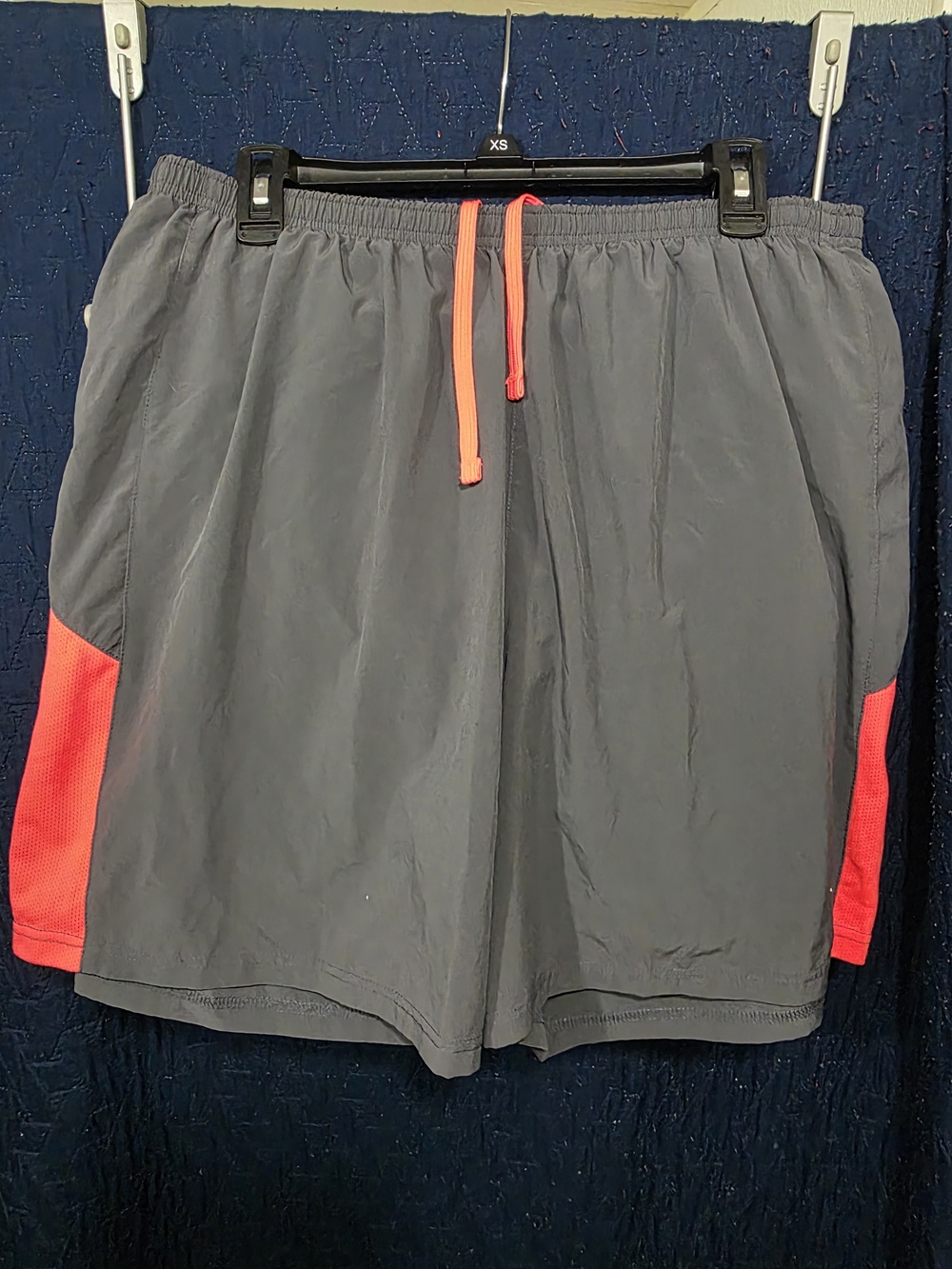 Old Navy Gray Athletic Shorts with Neon Coral Accents